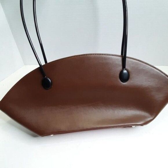 Vintage Women's Brown Faux Leather Atomic Shoulder Handbag - Picture 6 of 12